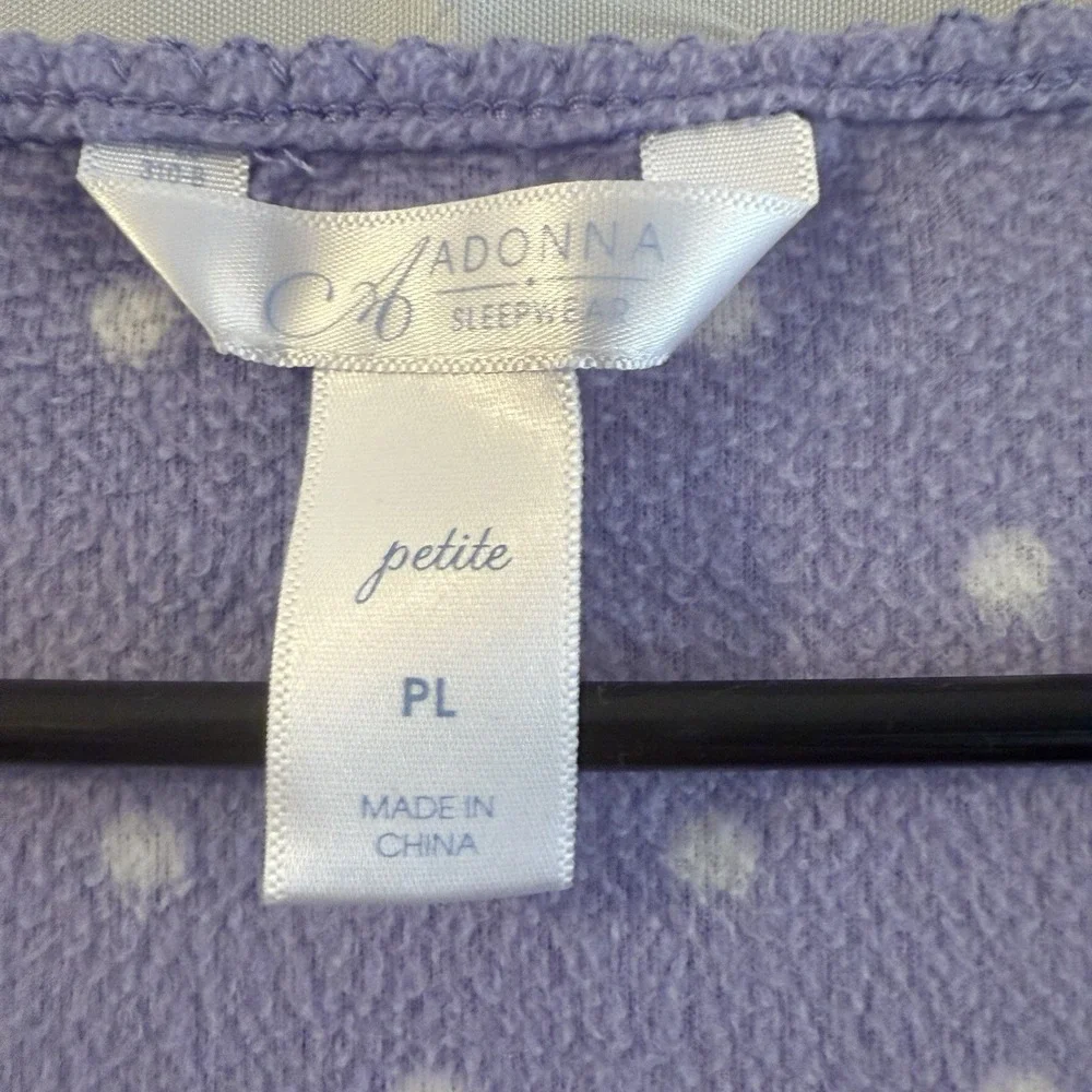 Womens‎ Petite Large Fleece Nightgown Purple White Polka Dots Modest Grandma Pjs